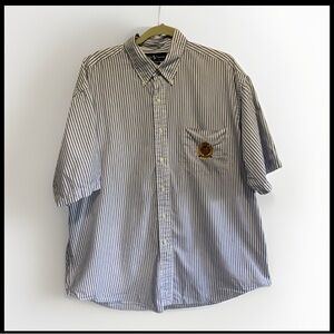 Ralph Lauren Mens Striped Crest Embroidered Short Sleeve Button Down Shirt 3XL